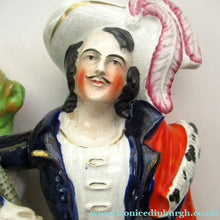 Load image into Gallery viewer, Huge Staffordshire Figurine Spill Vase: Gamekeeper or Hunter with his Retriever Dog
