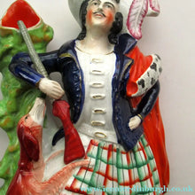 Load image into Gallery viewer, Huge Staffordshire Figurine Spill Vase: Gamekeeper or Hunter with his Retriever Dog
