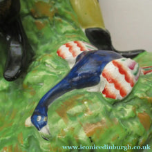 Load image into Gallery viewer, Huge Staffordshire Figurine Spill Vase: Gamekeeper or Hunter with his Retriever Dog
