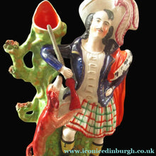 Load image into Gallery viewer, Huge Staffordshire Figurine Spill Vase: Gamekeeper or Hunter with his Retriever Dog
