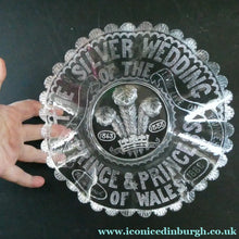 Load image into Gallery viewer, Edward VII Pressed Glass Bowl. British Royalty Silver Wedding 1880s
