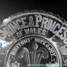 Load image into Gallery viewer, King Edward VII Silver Wedding Clear Pressed Glass Dish. 1863 - 1888. 8 1/2 inches
