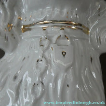 Load image into Gallery viewer, Antique Pair of Staffordshire Chimney Spaniels or Wally Dogs. 11 inches. Yellow Eyes
