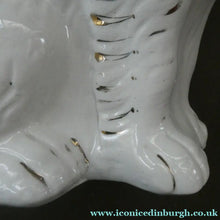 Load image into Gallery viewer, Antique Pair of Staffordshire Chimney Spaniels or Wally Dogs. 11 inches. Yellow Eyes
