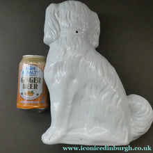 Load image into Gallery viewer, Antique Pair of Staffordshire Chimney Spaniels or Wally Dogs. 11 inches. Yellow Eyes
