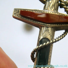 Load image into Gallery viewer, 1880s SCOTTISH SILVER: Victorian ANCHOR BROOCH with Inset Specimen Agates
