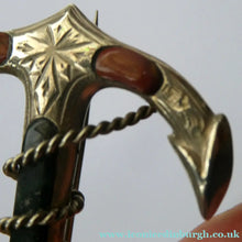 Load image into Gallery viewer, 1880s SCOTTISH SILVER: Victorian ANCHOR BROOCH with Inset Specimen Agates
