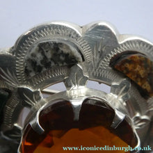 Load image into Gallery viewer, Sweet Antique SCOTTISH VICTORIAN SILVER &amp; Agate Insets. With Large Raised Cairngorm Stone

