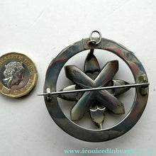 Load image into Gallery viewer, LARGE Antique SCOTTISH VICTORIAN SILVER &amp; Agate Hardstone Brooch or Pin
