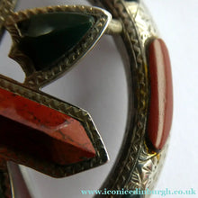 Load image into Gallery viewer, LARGE Antique SCOTTISH VICTORIAN SILVER &amp; Agate Hardstone Brooch or Pin
