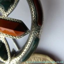 Load image into Gallery viewer, LARGE Antique SCOTTISH VICTORIAN SILVER &amp; Agate Hardstone Brooch or Pin
