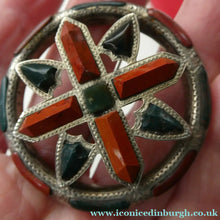 Load image into Gallery viewer, LARGE Antique SCOTTISH VICTORIAN SILVER &amp; Agate Hardstone Brooch or Pin
