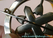 Load image into Gallery viewer, LARGE Antique SCOTTISH VICTORIAN SILVER &amp; Agate Hardstone Brooch or Pin
