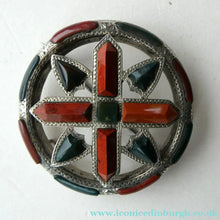 Load image into Gallery viewer, LARGE Antique SCOTTISH VICTORIAN SILVER &amp; Agate Hardstone Brooch or Pin
