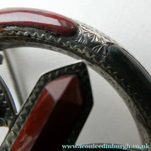 Load image into Gallery viewer, LARGE Antique SCOTTISH VICTORIAN SILVER &amp; Agate Hardstone Brooch or Pin
