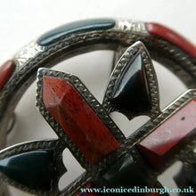 Load image into Gallery viewer, LARGE Antique SCOTTISH VICTORIAN SILVER &amp; Agate Hardstone Brooch or Pin
