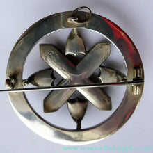 Load image into Gallery viewer, LARGE Antique SCOTTISH VICTORIAN SILVER &amp; Agate Hardstone Brooch or Pin
