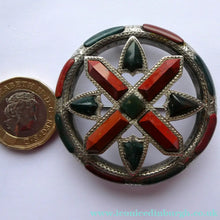Load image into Gallery viewer, LARGE Antique SCOTTISH VICTORIAN SILVER &amp; Agate Hardstone Brooch or Pin
