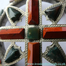 Load image into Gallery viewer, LARGE Antique SCOTTISH VICTORIAN SILVER &amp; Agate Hardstone Brooch or Pin
