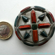 Load image into Gallery viewer, LARGE Antique SCOTTISH VICTORIAN SILVER &amp; Agate Hardstone Brooch or Pin
