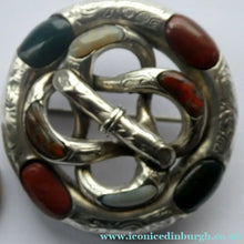 Load image into Gallery viewer, Large 1880s SCOTTISH SILVER: Victorian Knot Brooch with Inset Specimen Agate
