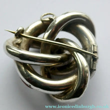 Load image into Gallery viewer, 1880s SCOTTISH SILVER: Victorian Lover's Knot Brooch with Inset Specimen Agates
