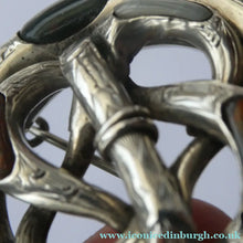 Load image into Gallery viewer, Large 1880s SCOTTISH SILVER: Victorian Knot Brooch with Inset Specimen Agate
