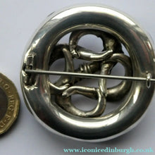Load image into Gallery viewer, Large 1880s SCOTTISH SILVER: Victorian Knot Brooch with Inset Specimen Agate
