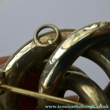 Load image into Gallery viewer, 1880s SCOTTISH SILVER: Victorian Lover's Knot Brooch with Inset Specimen Agates
