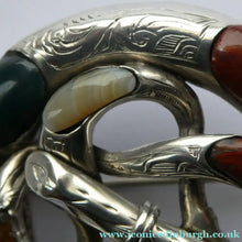 Load image into Gallery viewer, Large 1880s SCOTTISH SILVER: Victorian Knot Brooch with Inset Specimen Agate
