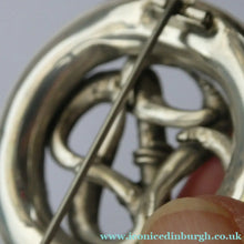 Load image into Gallery viewer, Large 1880s SCOTTISH SILVER: Victorian Knot Brooch with Inset Specimen Agate
