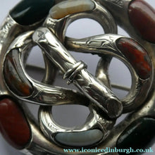 Load image into Gallery viewer, Large 1880s SCOTTISH SILVER: Victorian Knot Brooch with Inset Specimen Agate
