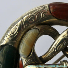Load image into Gallery viewer, Large 1880s SCOTTISH SILVER: Victorian Knot Brooch with Inset Specimen Agate
