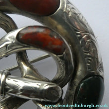Load image into Gallery viewer, Large 1880s SCOTTISH SILVER: Victorian Knot Brooch with Inset Specimen Agate
