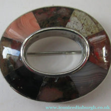 Load image into Gallery viewer, Antique Victorian Agate or Pebble Brooch Solid Silver 
