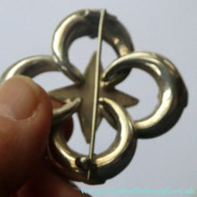 Load image into Gallery viewer, 1880s SCOTTISH SILVER: Victorian Quatrefoil Shape and Raised Star Brooch with Inset Specimen Agates
