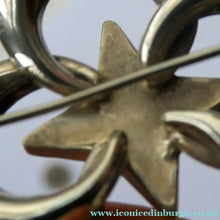Load image into Gallery viewer, 1880s SCOTTISH SILVER: Victorian Quatrefoil Shape and Raised Star Brooch with Inset Specimen Agates
