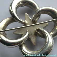 Load image into Gallery viewer, 1880s SCOTTISH SILVER: Victorian Quatrefoil Shape and Raised Star Brooch with Inset Specimen Agates
