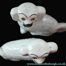 Load image into Gallery viewer, Staffordshire Dogs Chimney Spaniels / Wally Dugs. 8 1/2 inches. ANTIQUE PAIR with amber glass eyes; c1880
