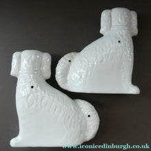 Load image into Gallery viewer, Staffordshire Dogs Chimney Spaniels / Wally Dugs. 8 1/2 inches. ANTIQUE PAIR with amber glass eyes; c1880
