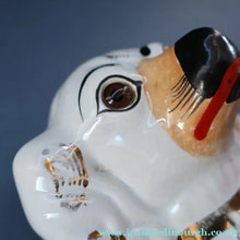 Load image into Gallery viewer, 1880s Victorian Staffordshire Dogs Chimney Spaniels / Wally Dugs. Brown Glass Eyes. 11 1/4 inches - Staffordshire Figure
