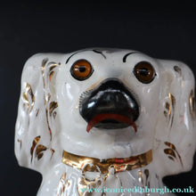 Load image into Gallery viewer, 1880s Victorian Staffordshire Dogs Chimney Spaniels / Wally Dugs. Brown Glass Eyes. 12 inches - Staffordshire Figure
