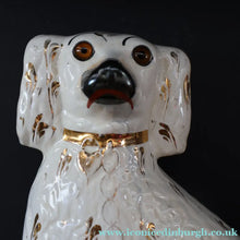 Load image into Gallery viewer, 1880s Victorian Staffordshire Dogs Chimney Spaniels / Wally Dugs. Brown Glass Eyes. 12 inches - Staffordshire Figure
