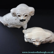 Load image into Gallery viewer, 1880s Victorian Staffordshire Dogs Chimney Spaniels / Wally Dugs. Brown Glass Eyes. 12 inches - Staffordshire Figure

