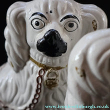 Load image into Gallery viewer, 1880s Victorian Staffordshire Dogs Chimney Spaniels / Wally Dugs. Yellow Painted Eyes (Copy) - Staffordshire Figure
