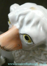 Load image into Gallery viewer, LARGE Staffordshire Dogs Chimney Spaniels / Wally Dugs. 12 1/2 inches. ANTIQUE PAIR with yellow painted eyes; 1880
