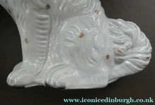 Load image into Gallery viewer, LARGE Staffordshire Dogs Chimney Spaniels / Wally Dugs. 12 1/2 inches. ANTIQUE PAIR with yellow painted eyes; 1880
