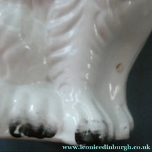 Load image into Gallery viewer, Staffordshire Dogs Chimney Spaniels / Wally Dugs. 8 1/2 inches. ANTIQUE PAIR with painted yellow eyes; c1880
