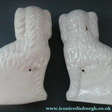 Load image into Gallery viewer, Staffordshire Dogs Chimney Spaniels / Wally Dugs. 8 1/2 inches. ANTIQUE PAIR with painted yellow eyes; c1880

