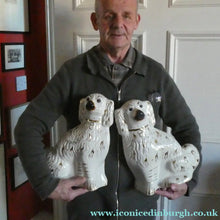 Load image into Gallery viewer, 13 1/4 Inches. Large Antique Victorian Staffordshire Dogs or Chimney Spaniels
